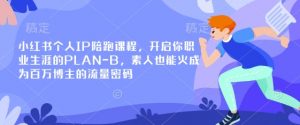 小红书个人IP陪跑课程，开启你职业生涯的PLAN-B，素人也能火成为百万博主的流量密码-拓源